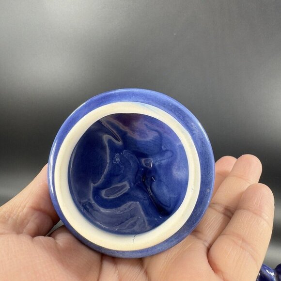 RED WING Pottery Cobalt Blue Hen Chicken Teapot Carafe USA Made Ceramic Vintage - Picture 9 of 16